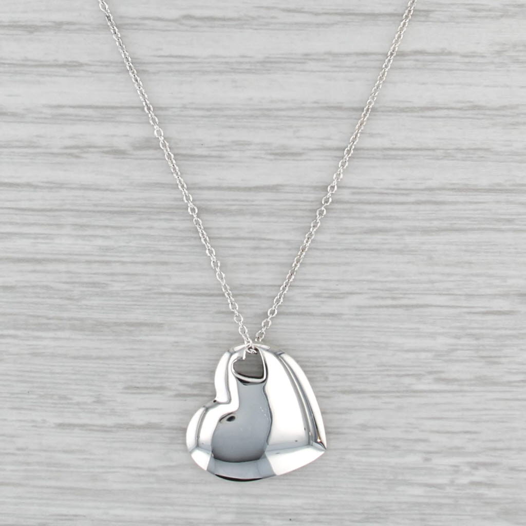 Tiffany & Co Double Love Pendant on Non-Tiffany Chain Sterling Silver w/ Pouch