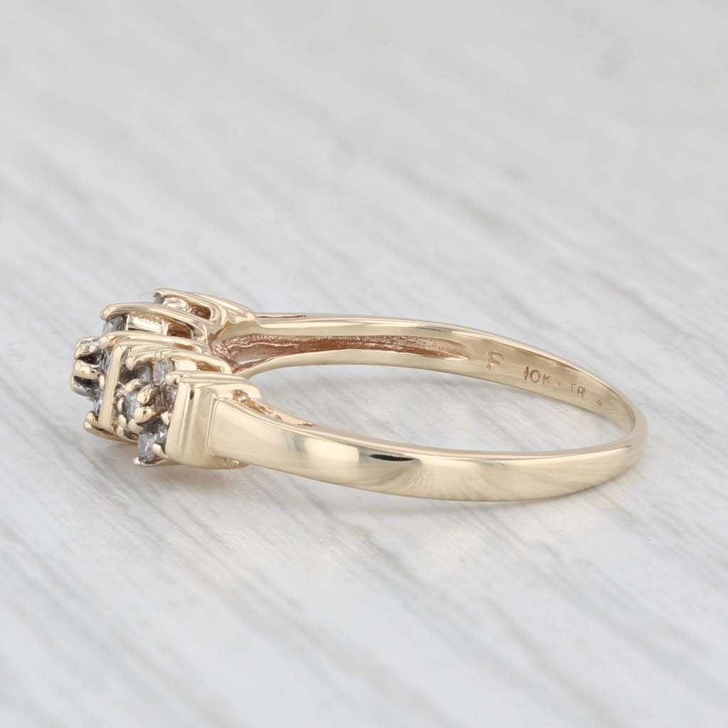 Light Gray 0.15ctw Diamond Flower Cluster Ring 10k Yellow Gold Size 7 Engagement Stackable