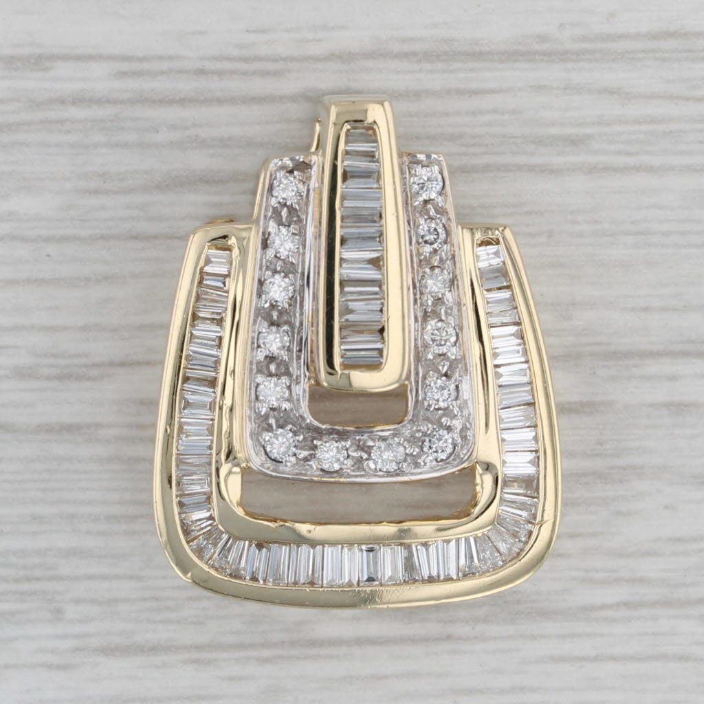 Gray 1.01ctw Diamond Statement Pendant 14k Yellow Gold Large Tiered Drop