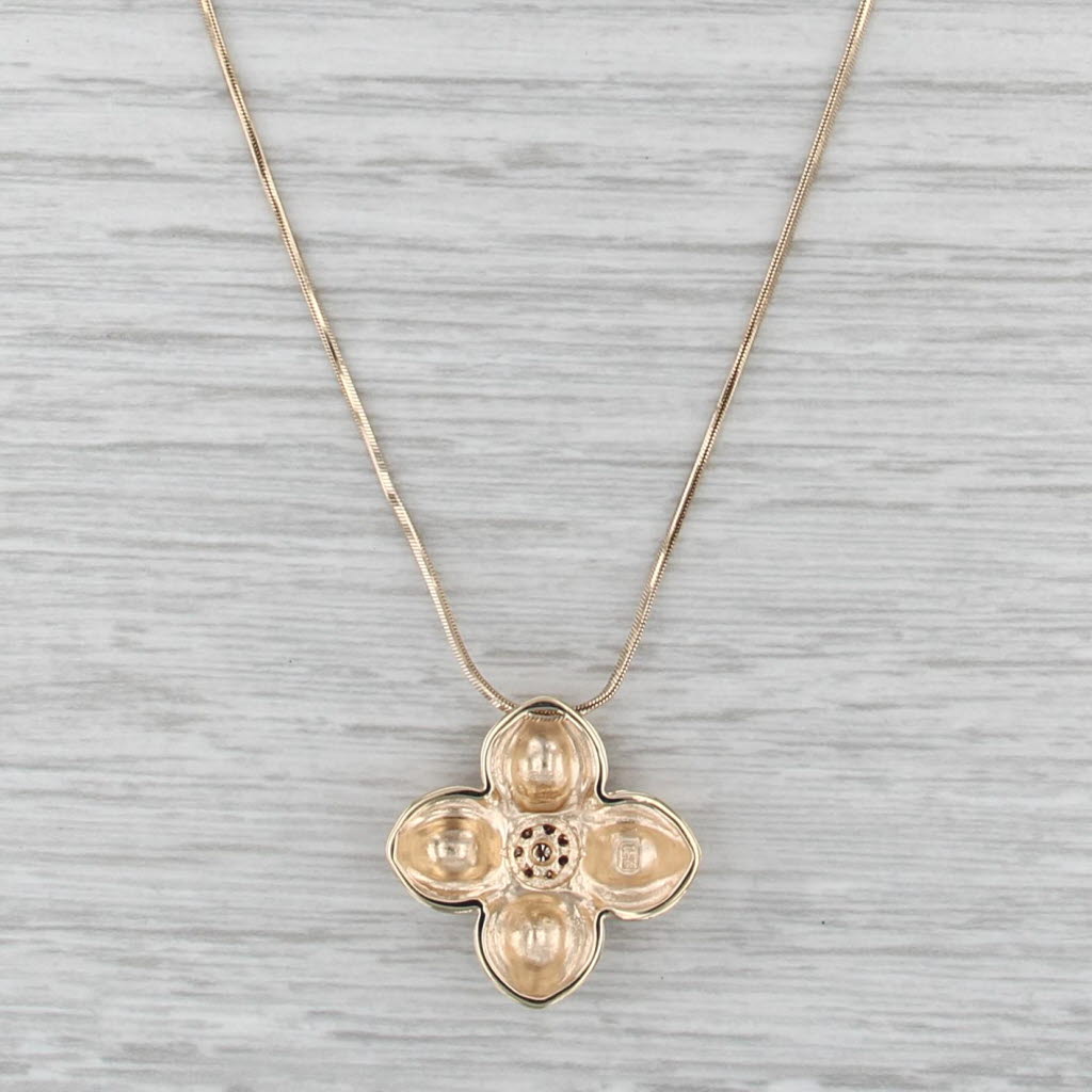 0.13ctw Diamond Cluster Flower Penedant Necklace 14k Gold 16" Box Chain