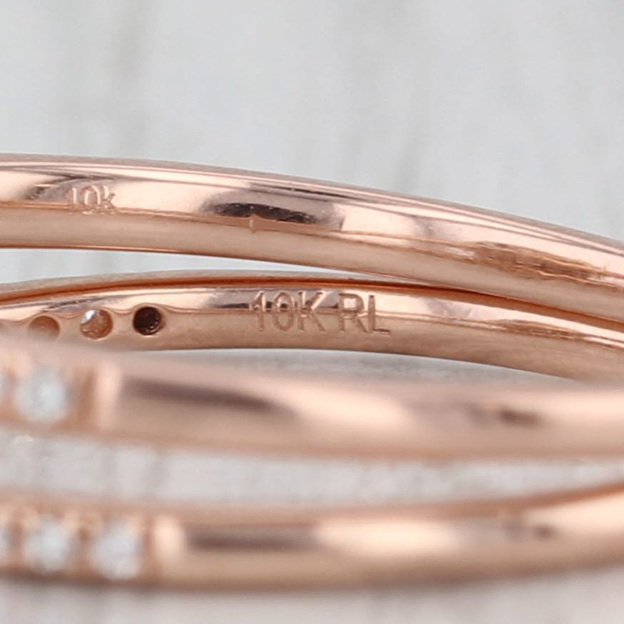 0.64ctw Round Diamond Halo Engagement Ring Wedding Band Bridal Set 10k Rose Gold