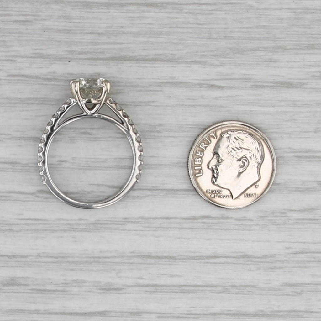 2.50ctw Round Diamond Engagement Ring 14k White Gold Size 6.5 Cathedral Band