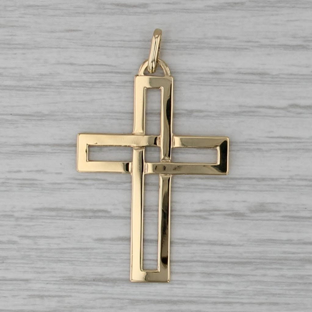 Openwork Cross Pendant 18k Yellow Gold Religious Jewelry
