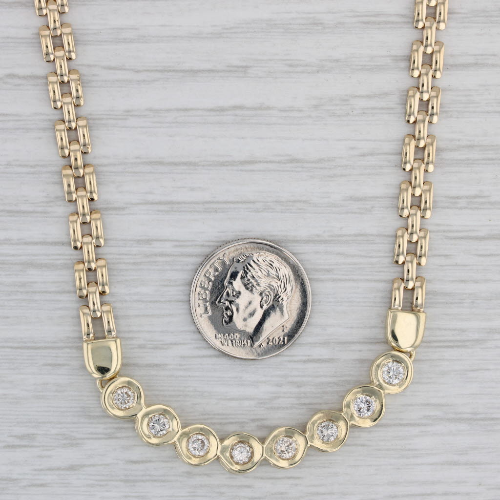 Gray 1ctw Diamond Contoured Stations Panther Chain Necklace 14k Yellow Gold 16.25"