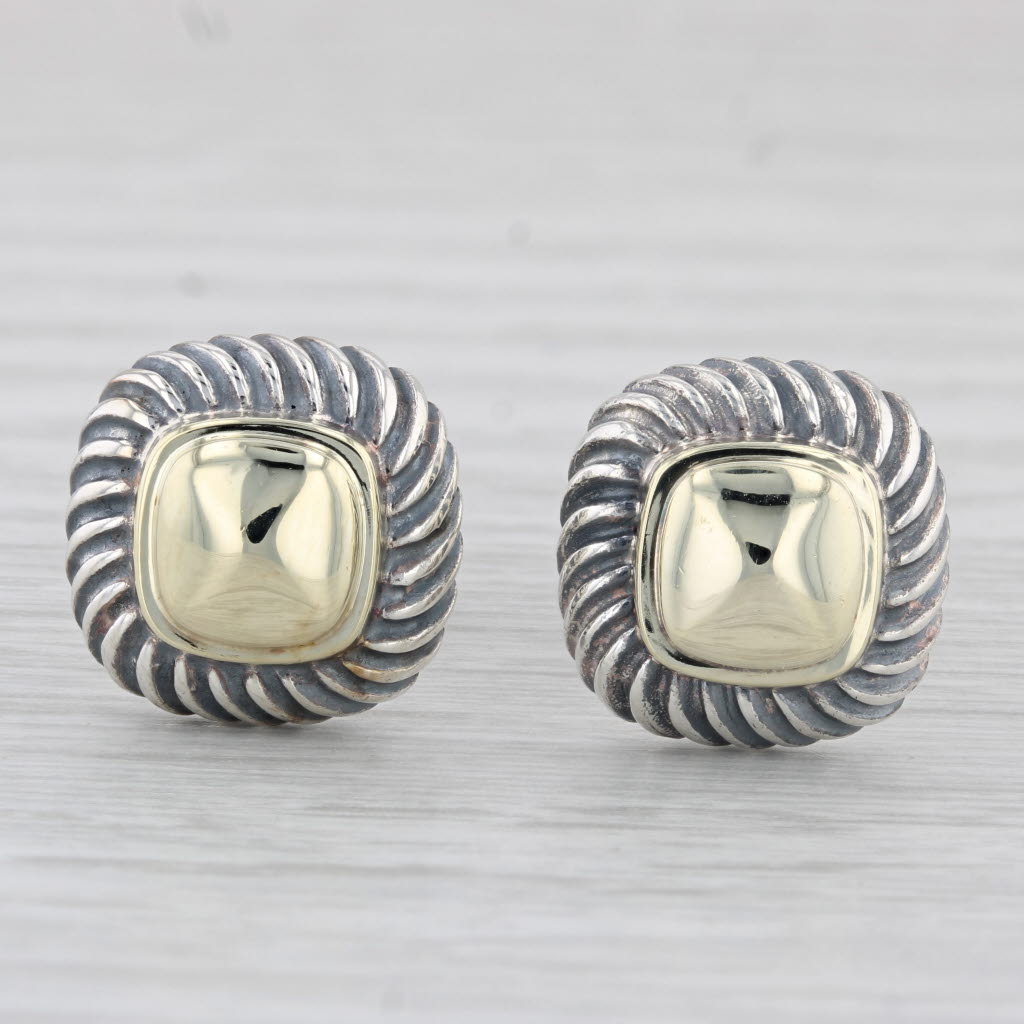 Light Gray David Yurman Albion Stud Earrings Sterling Silver 14k Yellow Gold