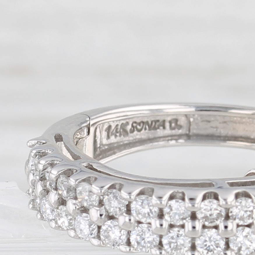 Light Gray 1ctw Diamond Hoop Earrings 14k White Gold Hinged Snap Top Round Hoops Sonia B