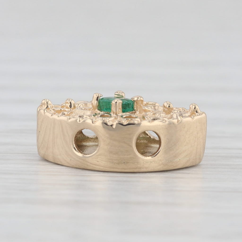 Light Gray Richard Klein 0.11ct Emerald Ornate Slide Bracelet Charm 14k Gold Vintage