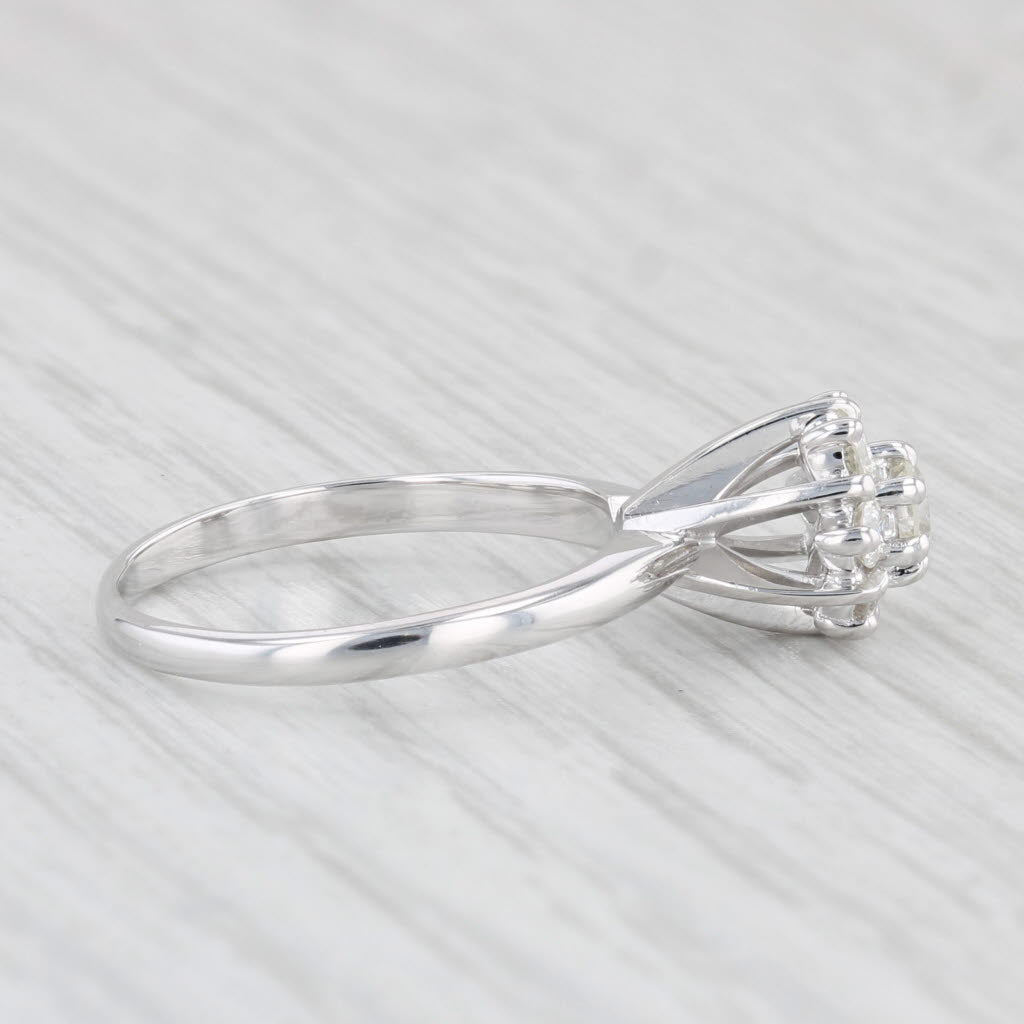 Light Gray 0.42ctw Diamond Cluster Ring 14k White Gold Size 5.5 Engagement