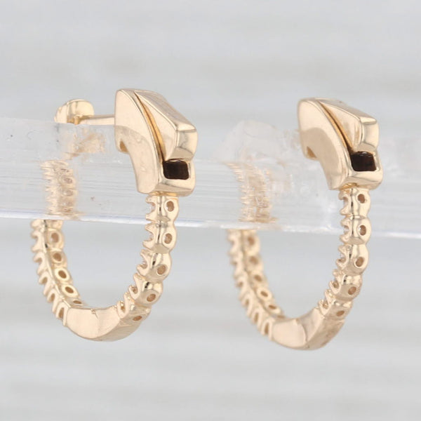 New 0.25ctw Diamond Hoop Huggie Earrings 14k Yellow Gold Round Hoops