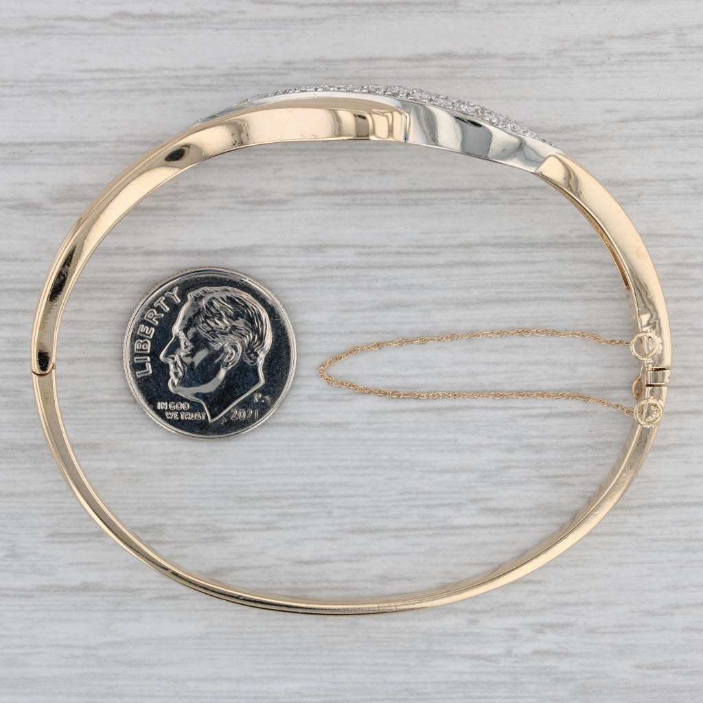 Gray 0.50ctw Diamond Bypass Bangle Bracelet 14k Yellow Gold 6.5"