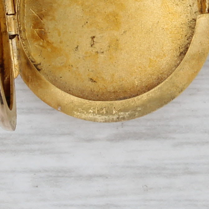 Vintage Seed Pearl Locket Pendant 14k Yellow Gold Charm Opens