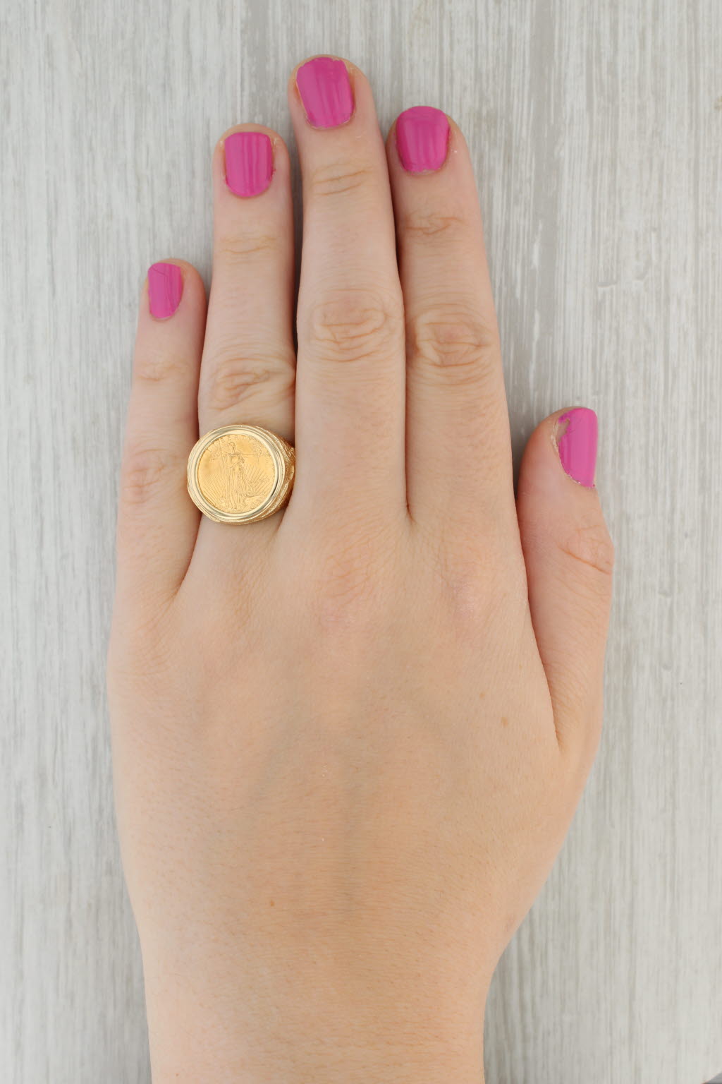 Tan 1994 American Eagle Coin Ring 14k 22k Yellow Gold Size 9 Signet 1/10oz