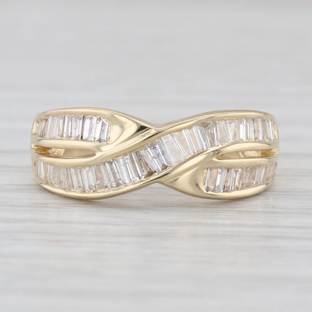 0.80ctw Diamond X Crossover Ring 14k Yellow Gold Size 7 Wedding Anniversary