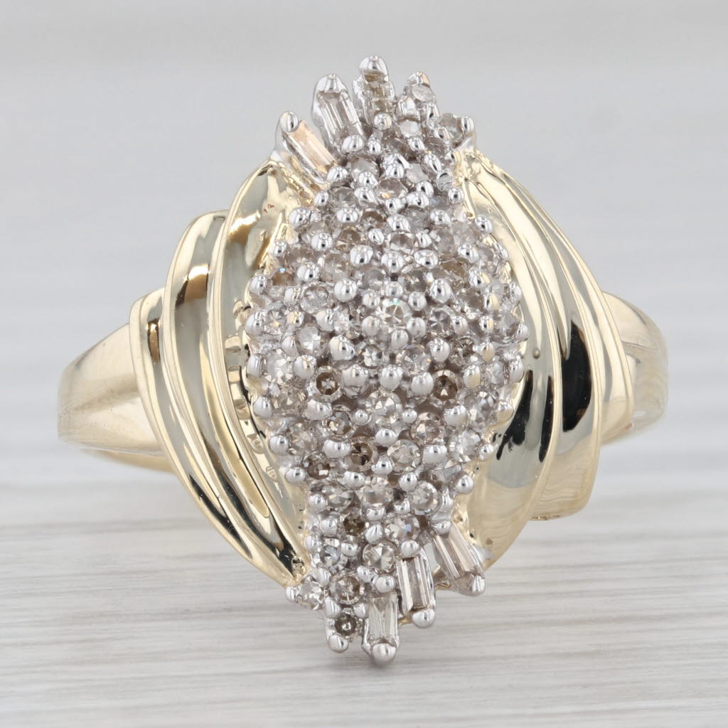 Gray 0.35ctw Diamond Cluster Ring 10k Yellow Gold Size 9