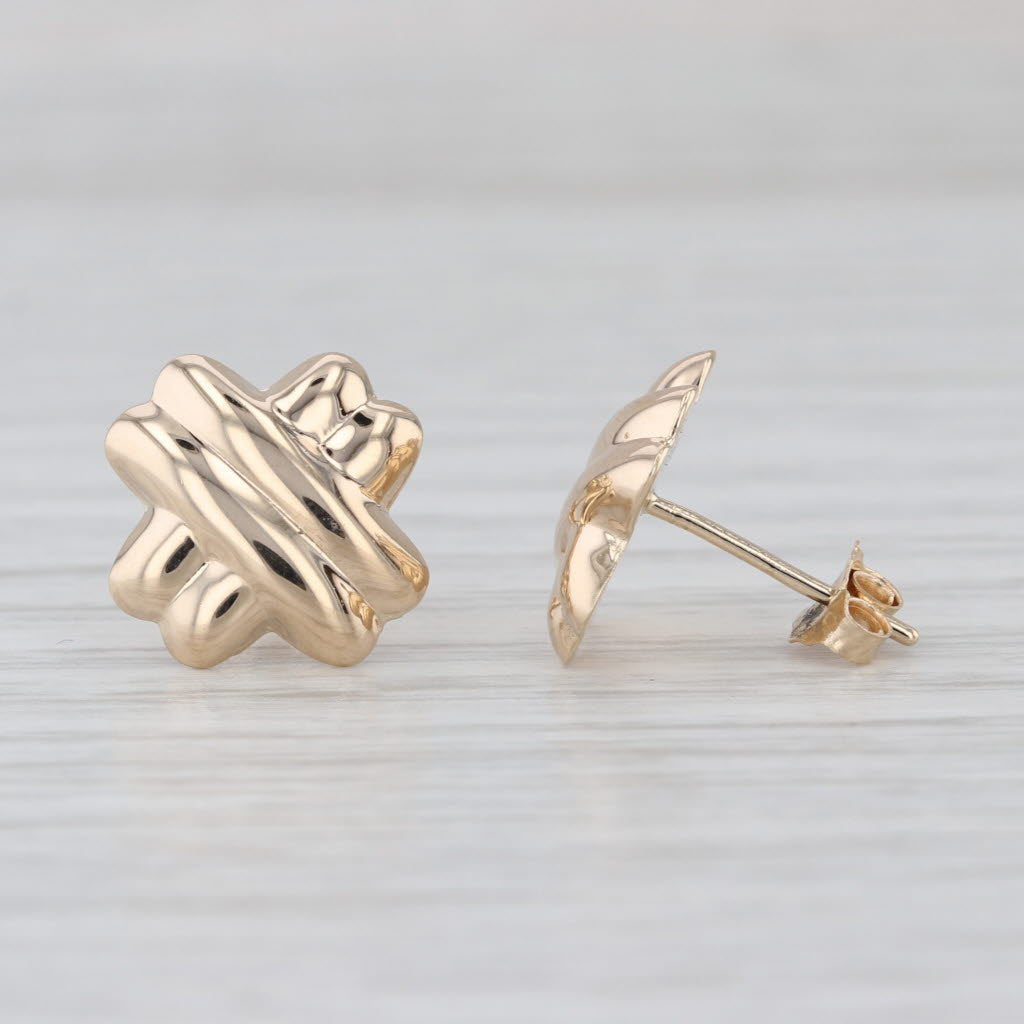 X Cross Over Stud Earrings 10k Yellow Gold Studs