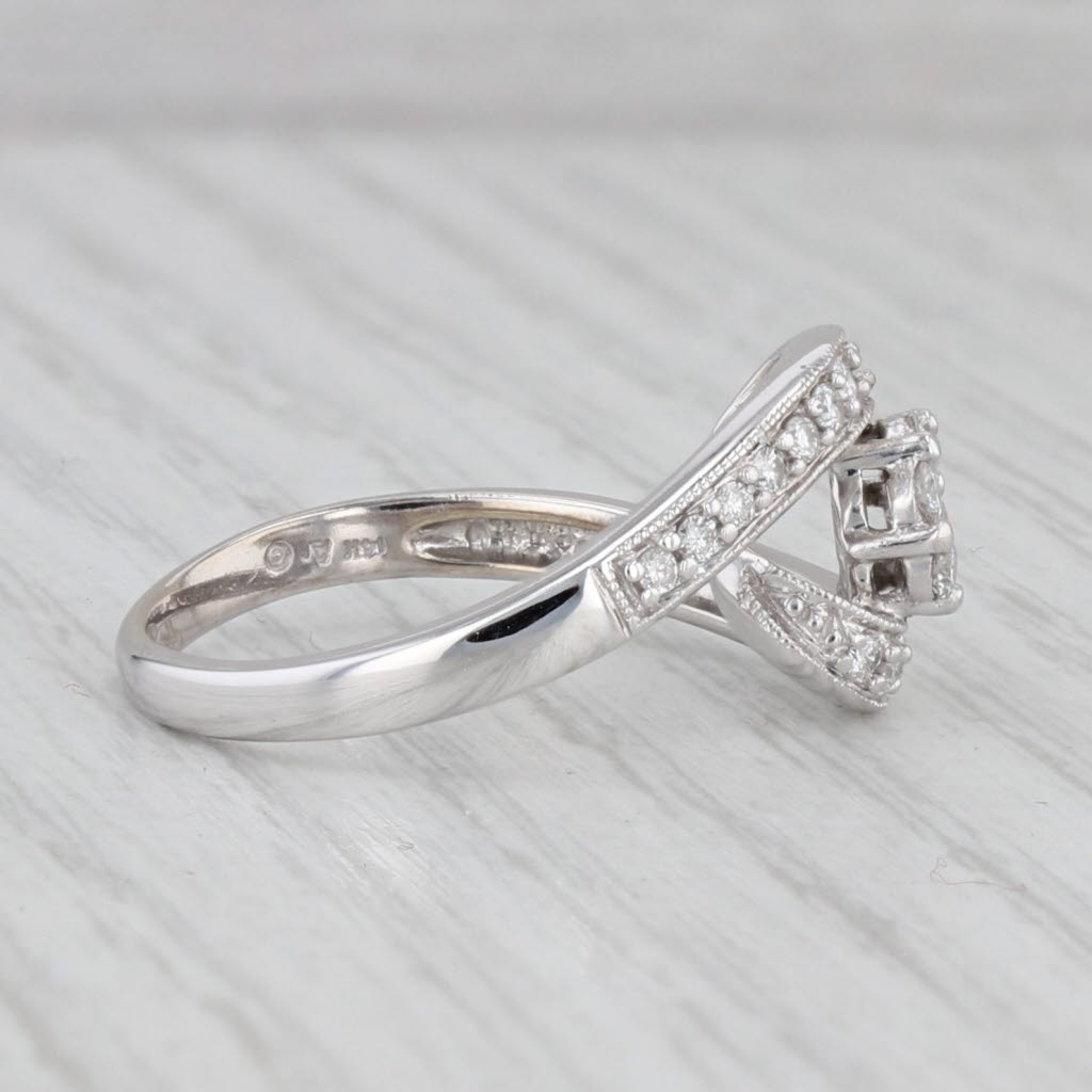 Gray 0.50ctw Diamond Cluster Engagement Ring 14k White Gold Size 7 Bypass