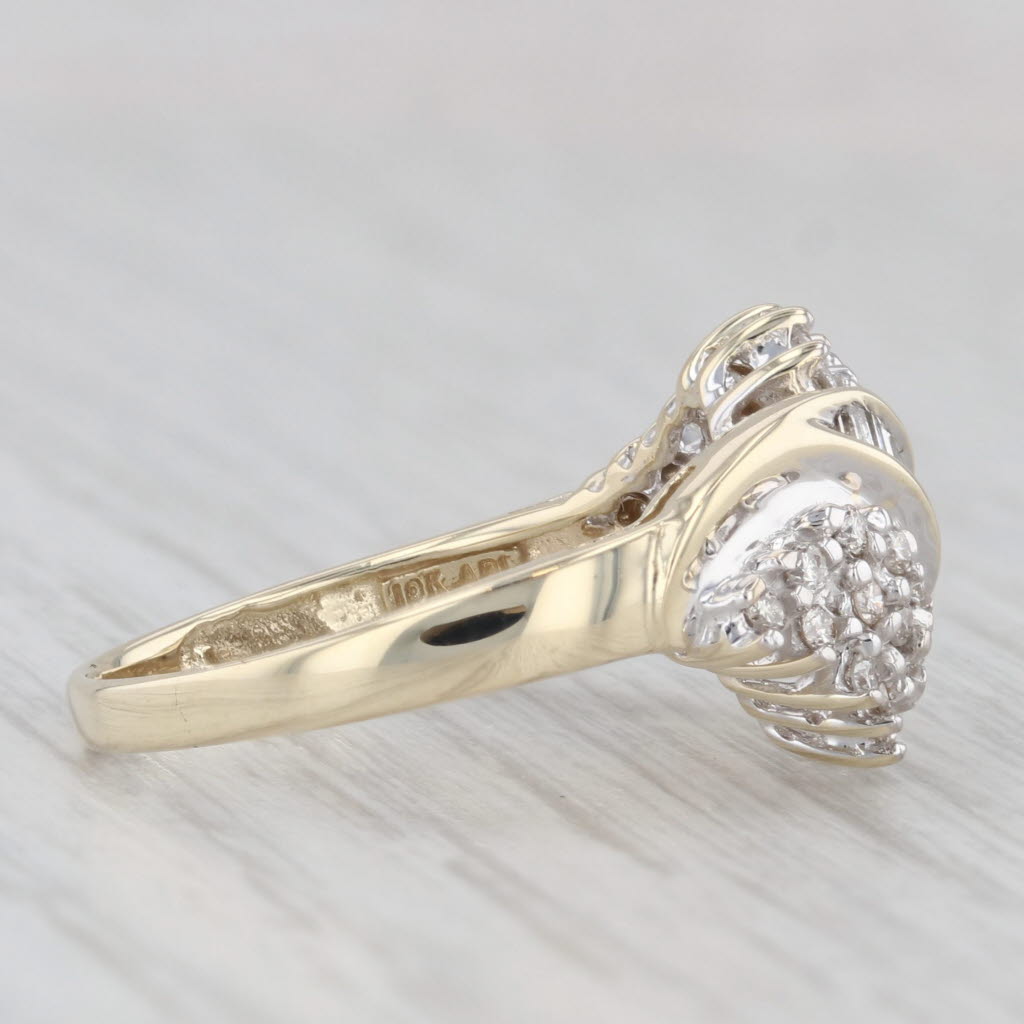 Light Gray 0.34ctw Diamond Cluster Ring 10k Yellow Gold Size 7 Cocktail