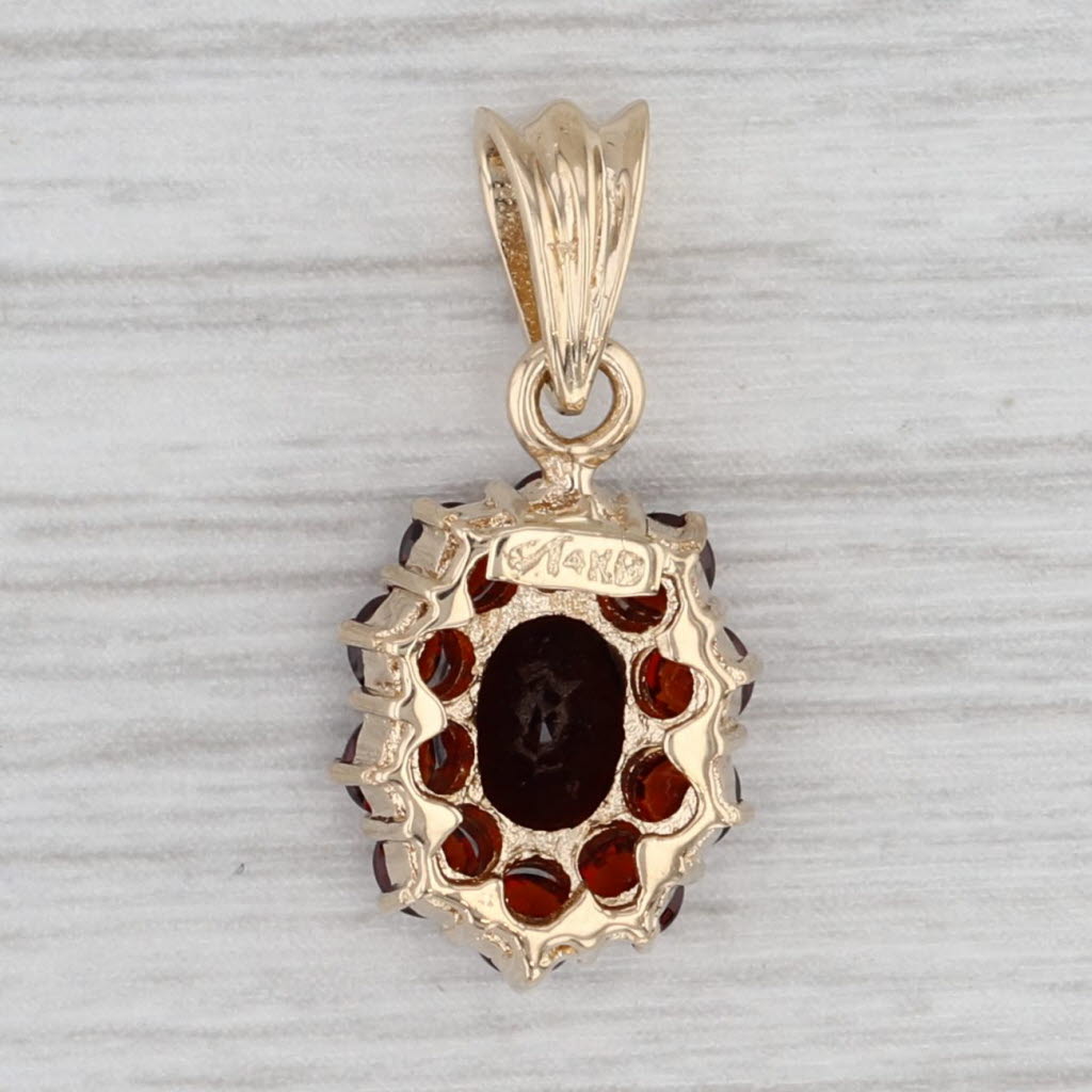 Gray 2ctw Garnet Halo Pendant 14k Yellow Gold Small Drop