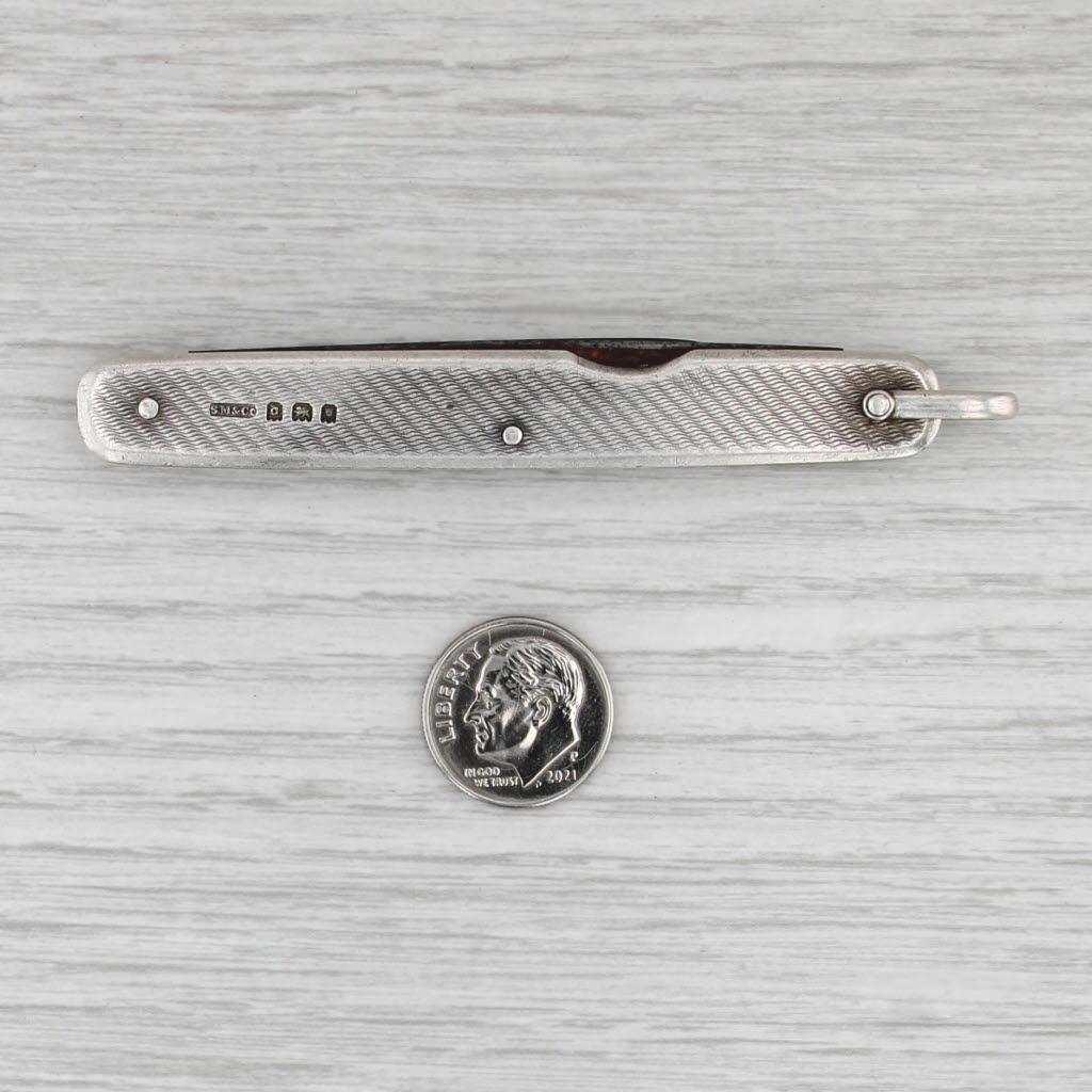 Antique Sampson Mordan London Pocket Knife Sterling Silver Iron Double Blade