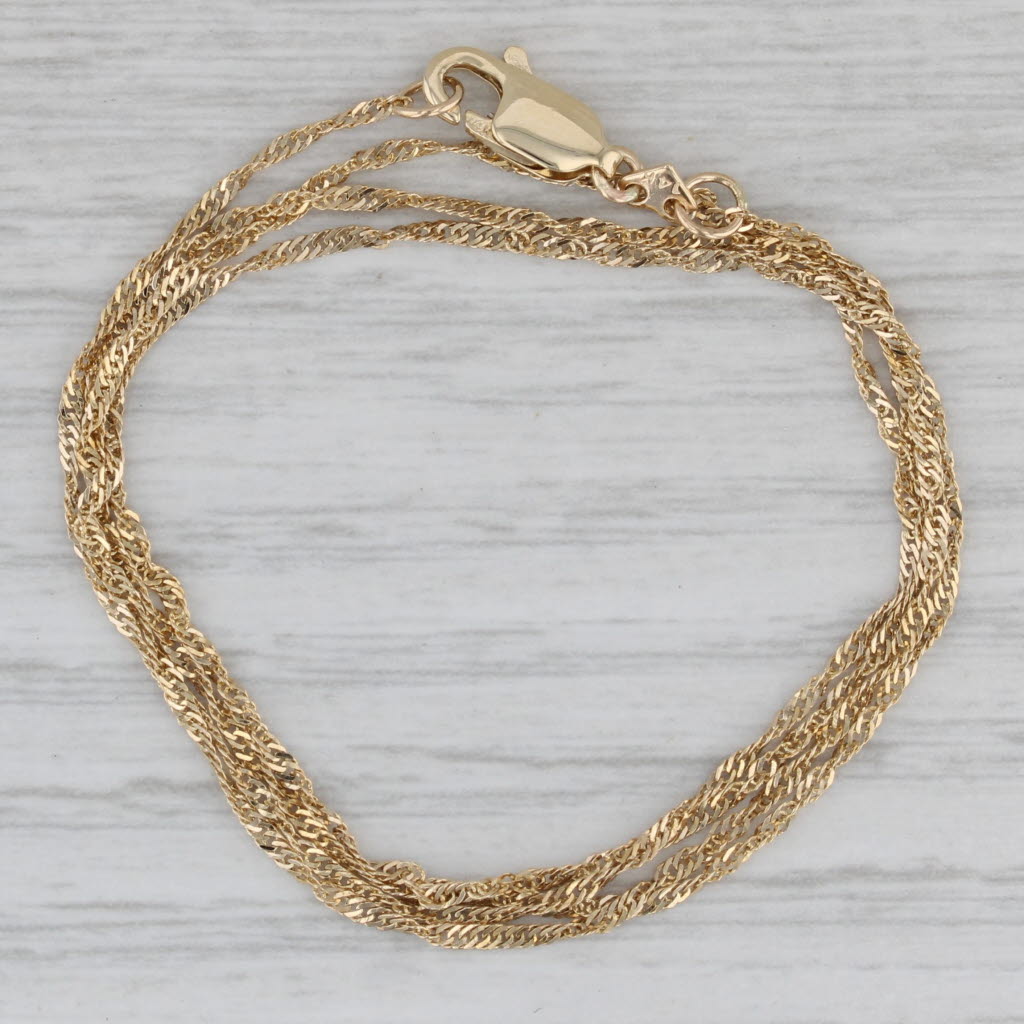 Gray 19" 1.2mm Singapore Chain Necklace 14k Yellow Gold