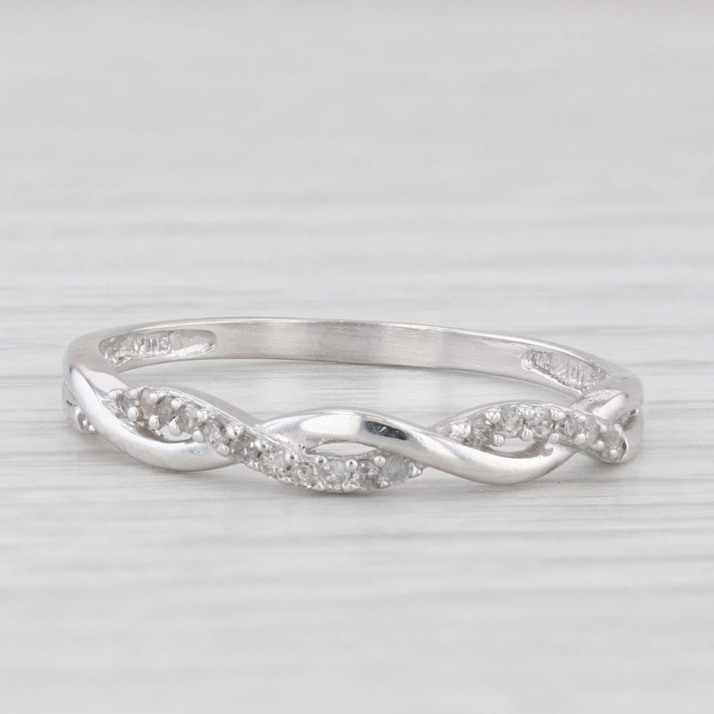 Light Gray Woven Diamond Ring 10k White Gold Size 8.5 Band Wedding Anniversary Stackable