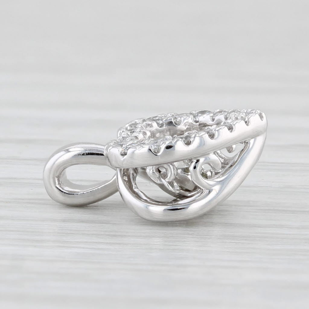 Light Gray 0.21ctw Diamond Heart Pendant Dancing Center 10k White Gold