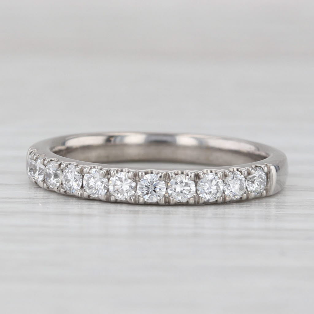 Light Gray 0.50ctw Lab Grown Diamond Wedding Band 14k White Gold Size 7 Ring Stackable