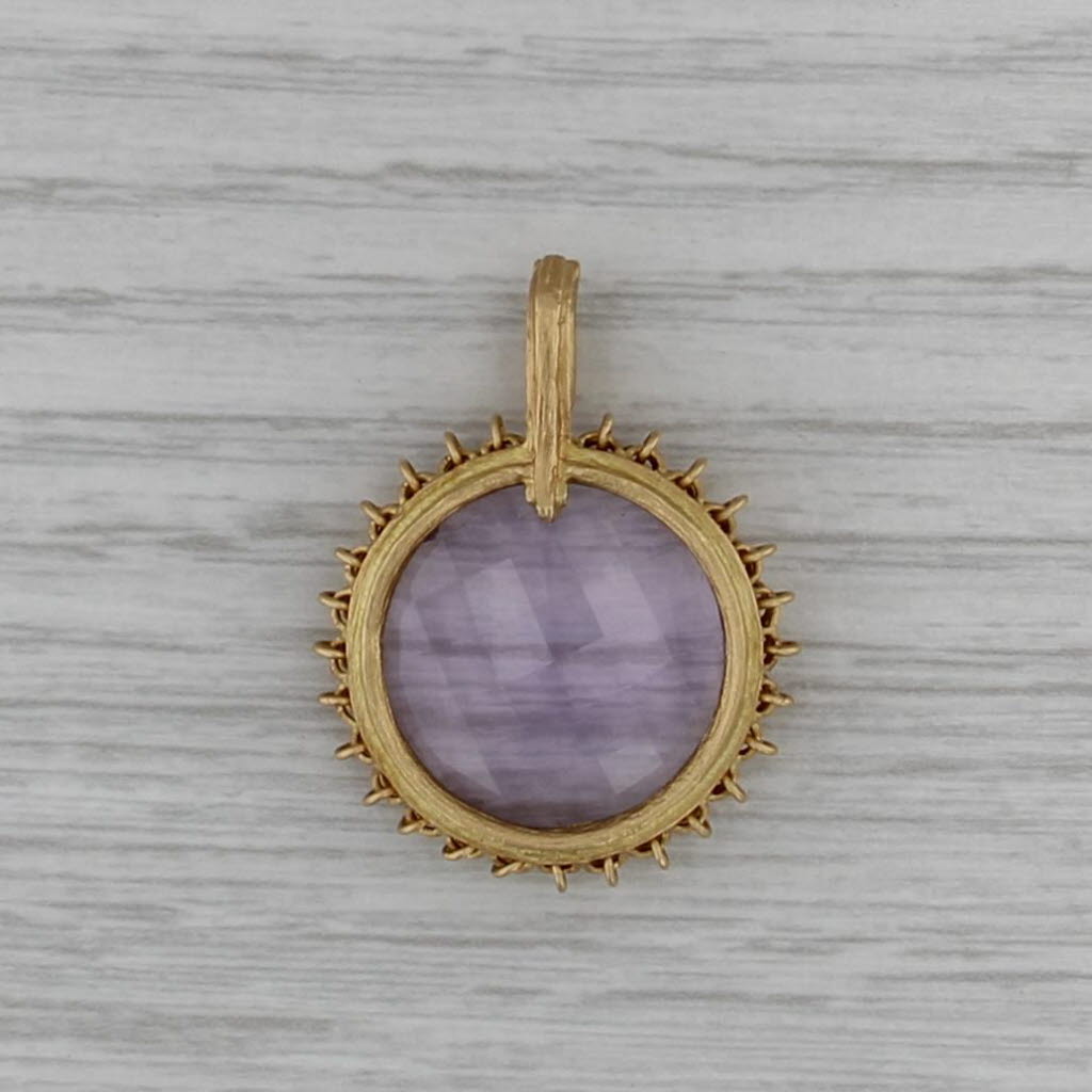 Amethyst Medallion Enhancer Pendant 18k Yellow Gold Clip Bail