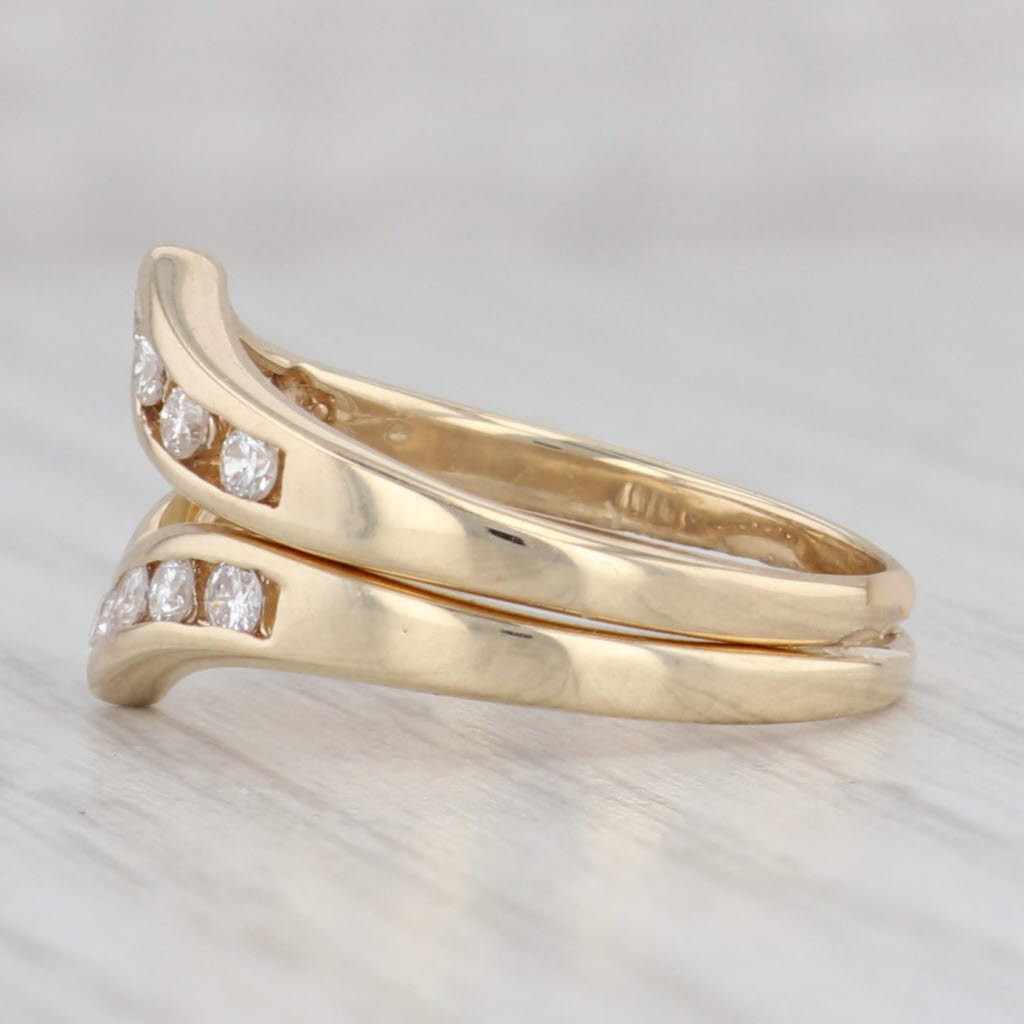 Light Gray 0.34ctw Diamond Contoured Rings 14k Yellow Gold Wedding Bands Stackable Set of 2