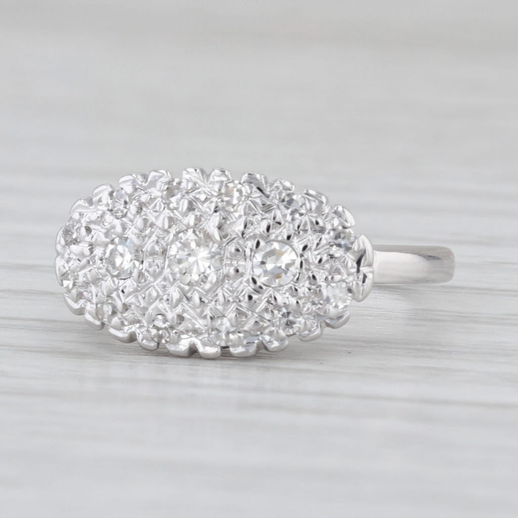 Vintage 0.23ctw Diamond Princess Ring 14k White Gold Size 4.25