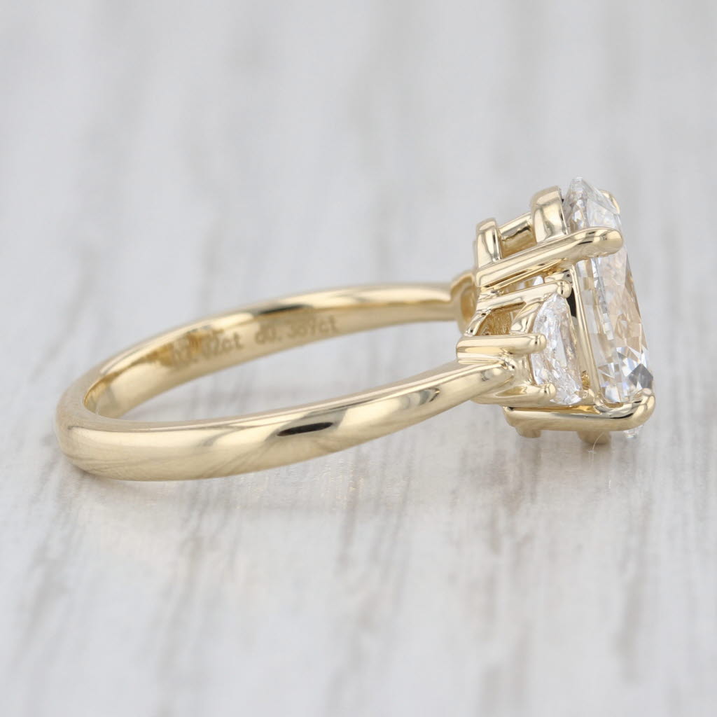 New IGI 3.41ctw Oval Lab Grown Diamond Engagement Ring 14k Yellow Gold Size 6.5