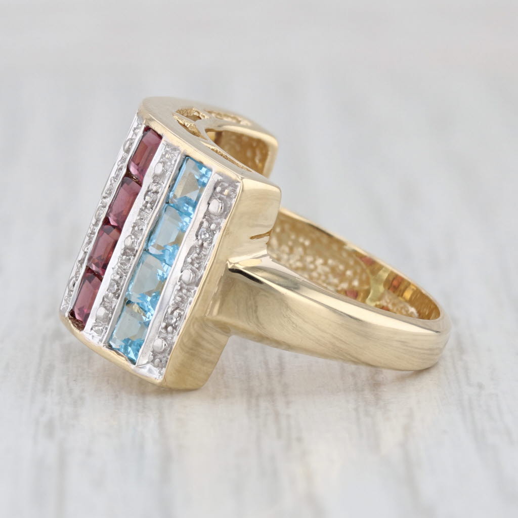 3.83ctw Gemstone Cocktail Ring 10k Yellow Gold Size 7 Topaz Garnet Peridot Sz 7