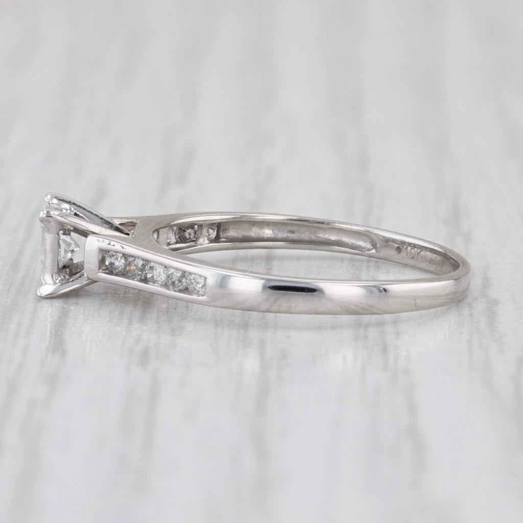0.33ctw Princess Diamond Engagement Ring 10k White Gold Size 7 Cathedral Band