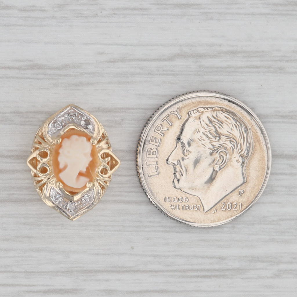 Gray Richard Klein Carved Shell Cameo Slide Bracelet Charm 14k Yellow Gold Vintage