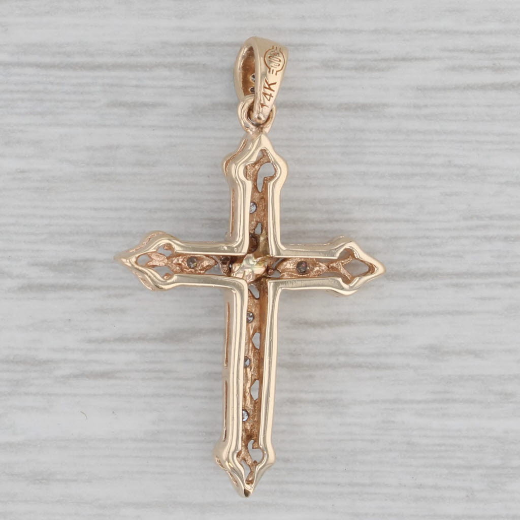 Gray Diamond Cross Pendant 14k Yellow White Gold Religious Jewelry