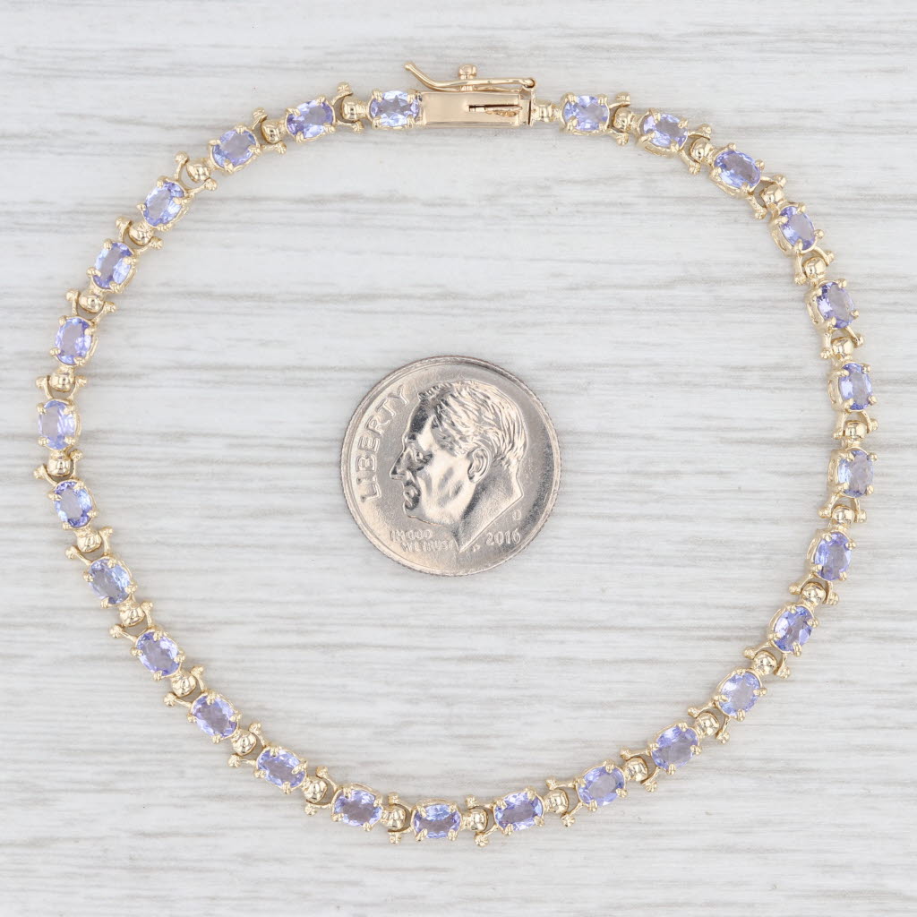 Light Gray 5ctw Tanzanite Tennis Bracelet 14k Yellow Gold 7.5" 4mm
