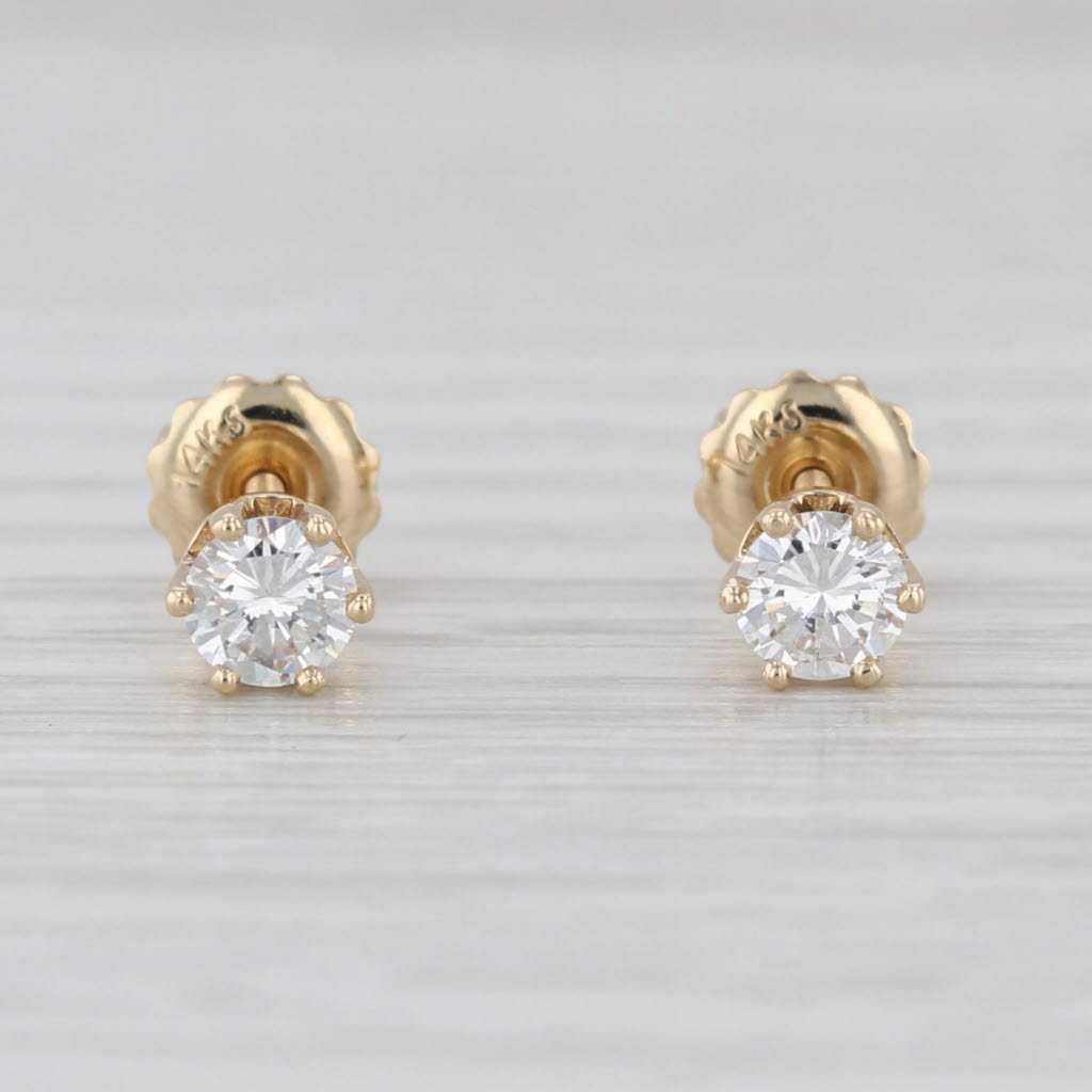 0.48ctw Diamond Solitaire Stud Earrings 14k Yellow Gold Round Brilliant Studs