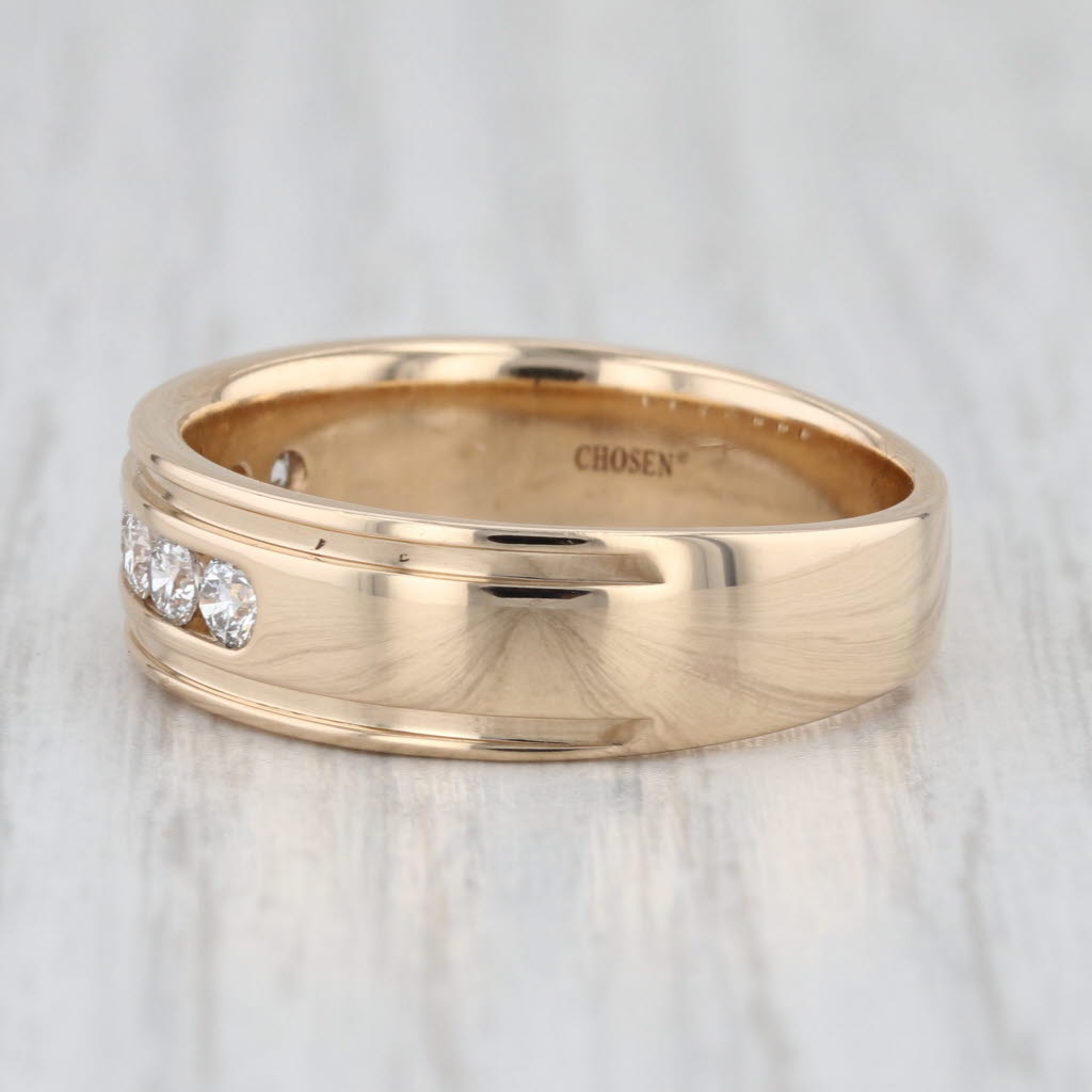 0.42ctw Diamond Men's Wedding Band 14k Yellow Gold Size 9.75-10 Ring