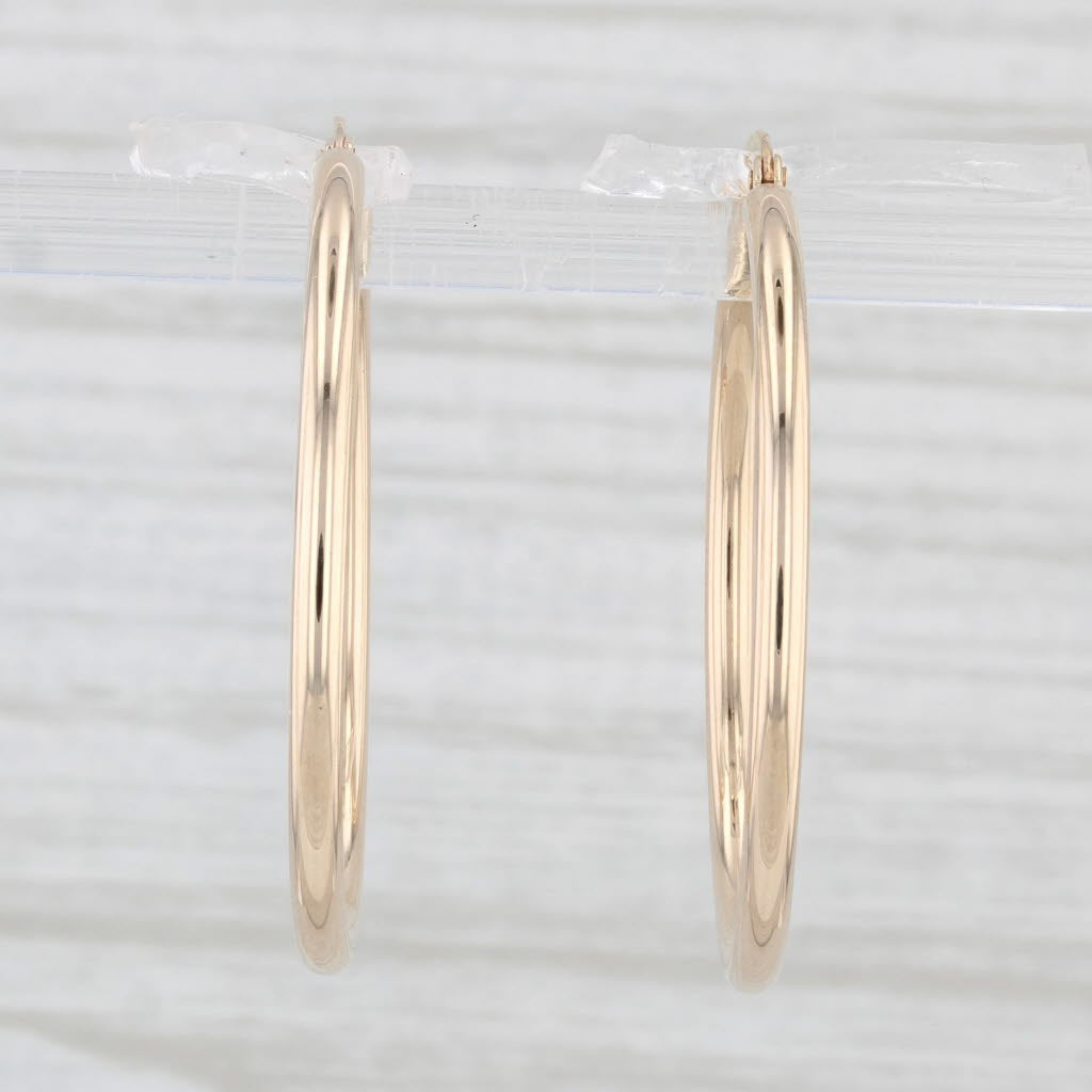 Light Gray New Hoop Earrings 14k Yellow Gold Round Hoops Pierced Snap Top 2x 30mm