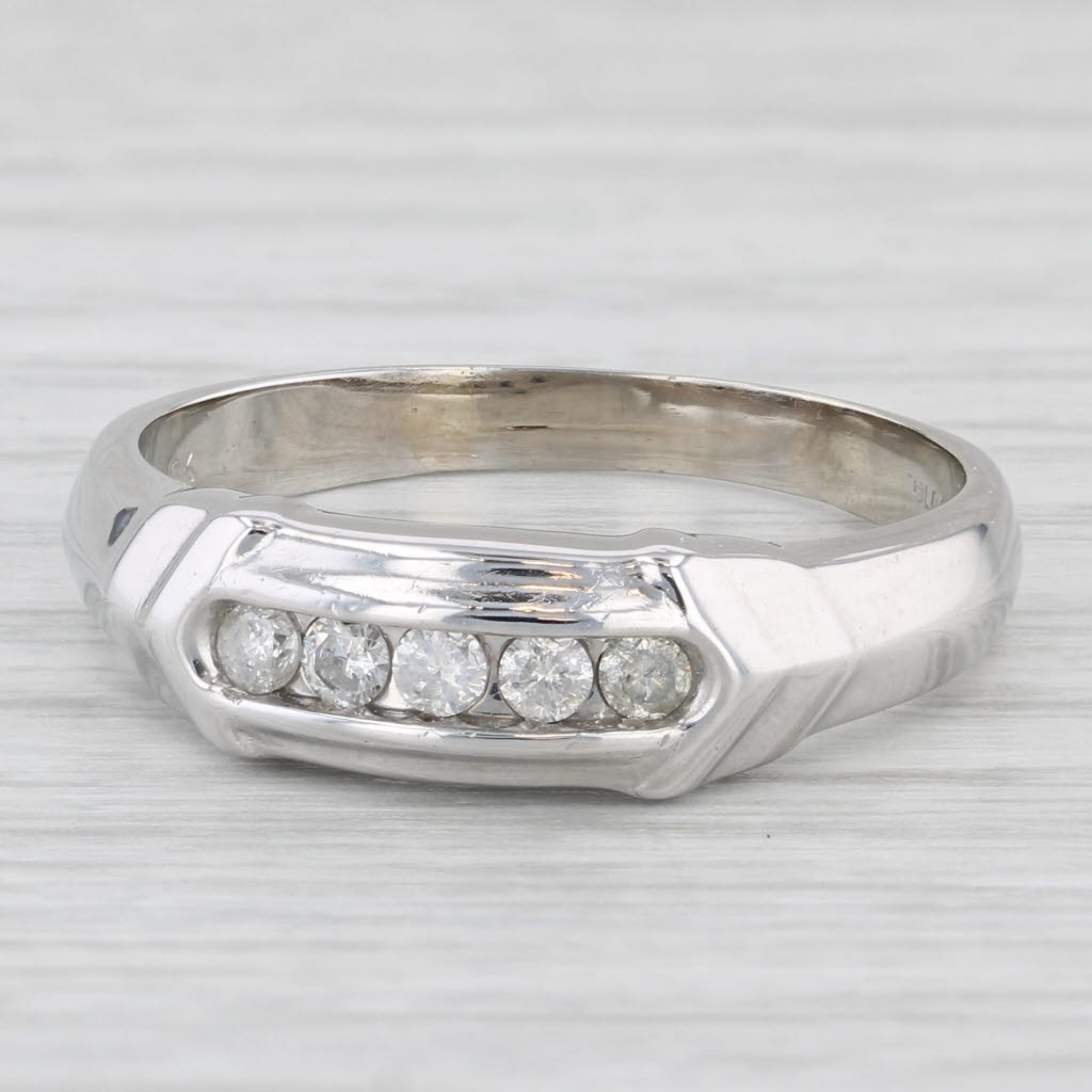 Light Gray 0.20ctw Diamond Men's Wedding Band 10k White Gold Size 10.75 Ring