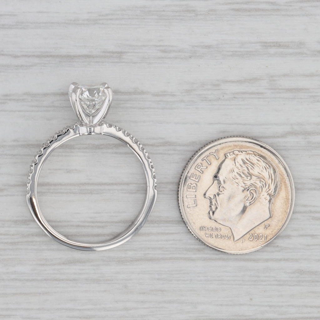 Gray 1.37ctw VS2 F Round Diamond Engagement Ring Platinum Size 5.75 GIA