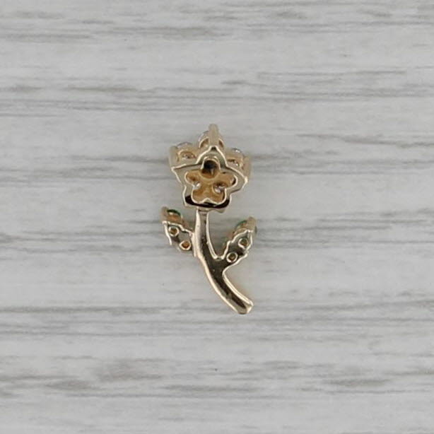 0.30ctw Emerald Diamond Sapphire Flower Pendant 14k Yellow Gold Small Drop