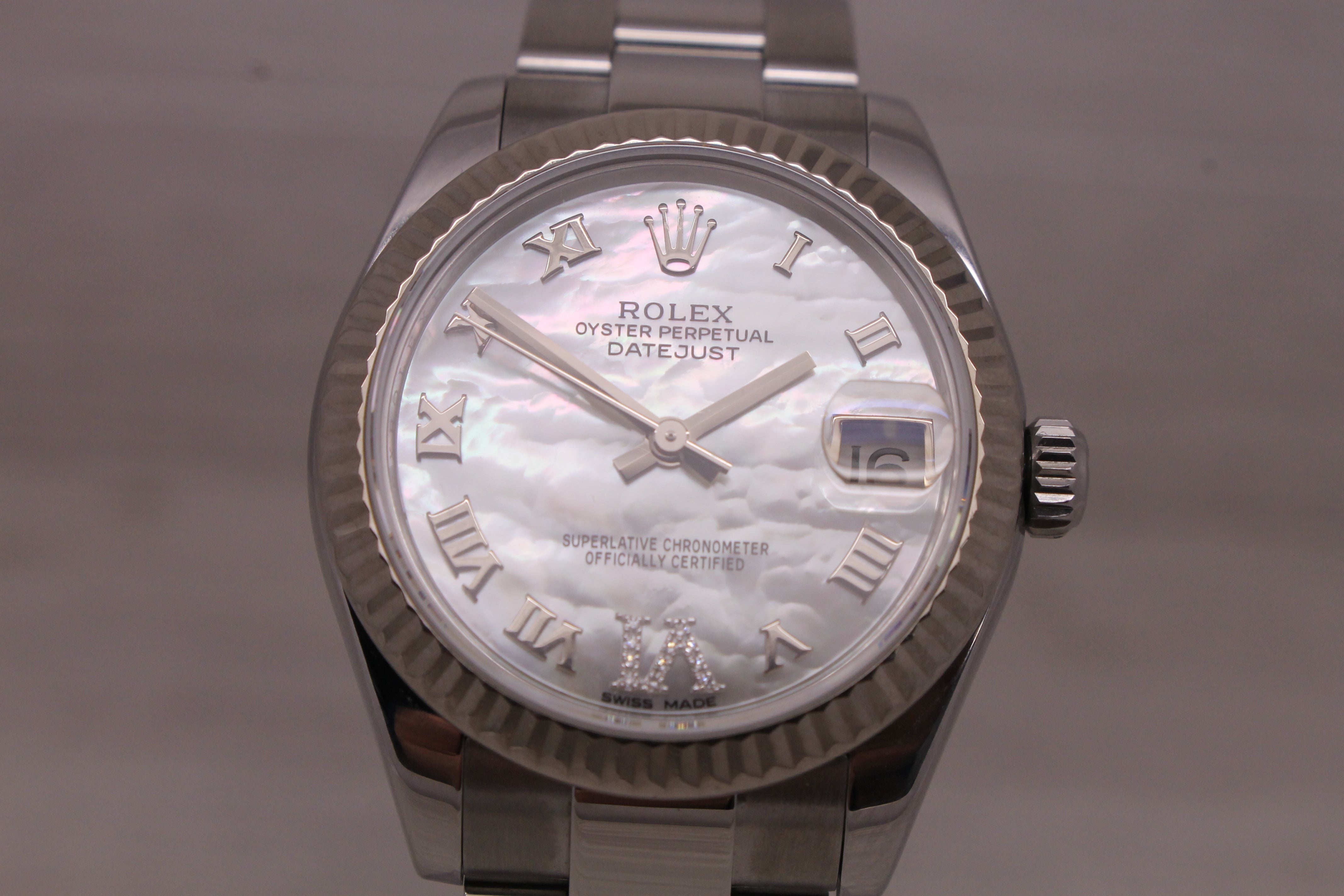 Dim Gray 2016 Rolex Datejust 178274 Ladies 18k Steel Watch MOP Diamond Dial Box & Card