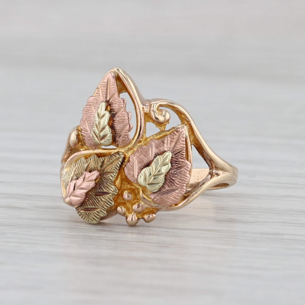 Black Hills Gold Jewelry Co Leaf Ring 10k Yellow Green Rose Gold Size 6.25