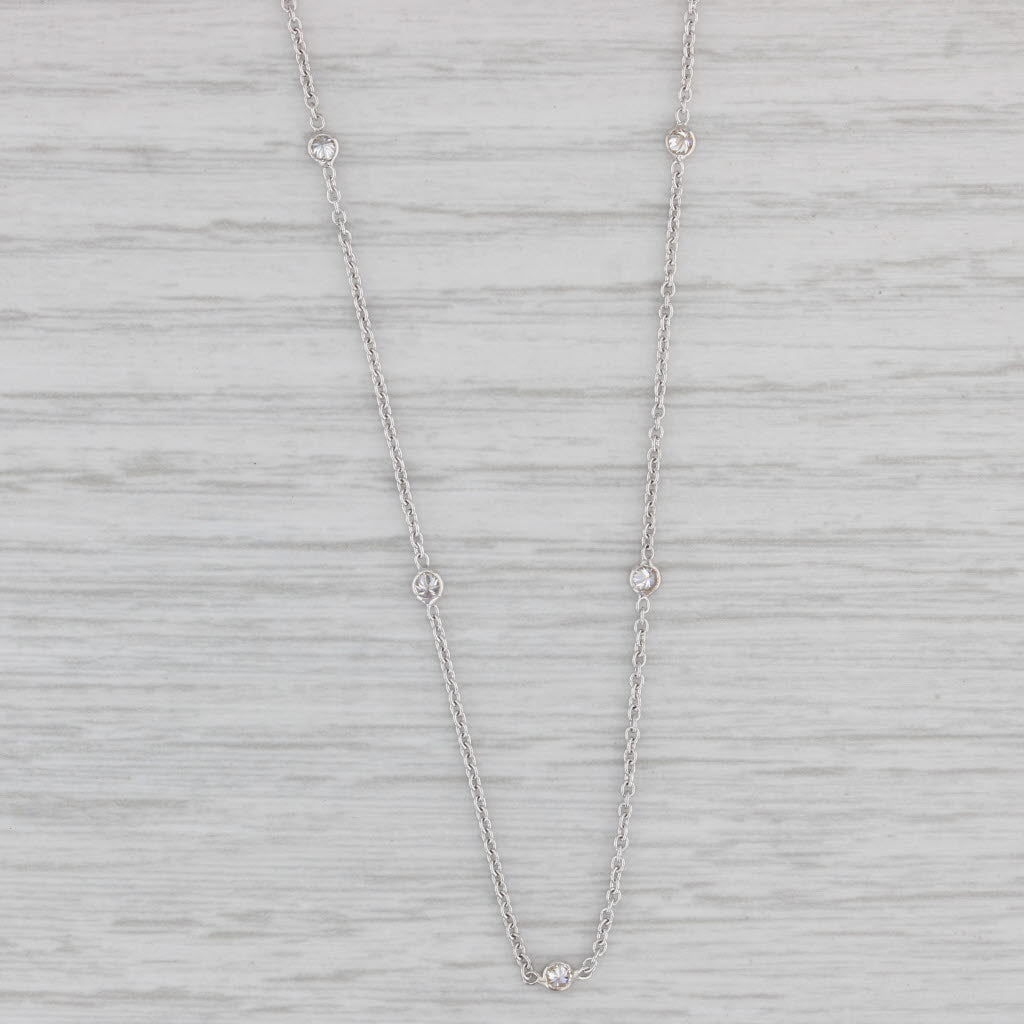 Gray New 0.28ctw Diamond By The Yard Station Necklace 14k White Gold Adjustable Chain