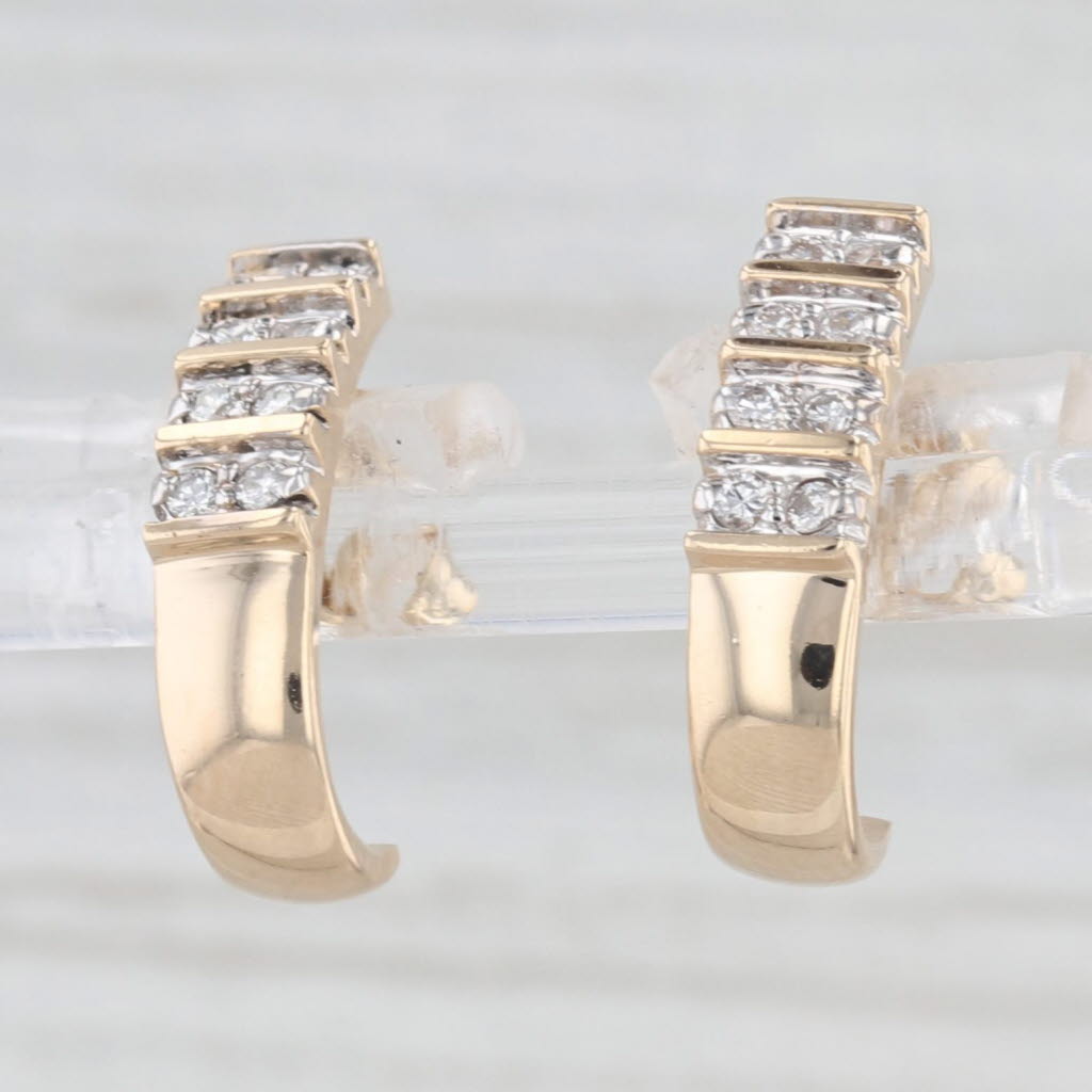 Light Gray 0.23ctw Diamond J-Hook Earrings 14k Yellow Gold Drops