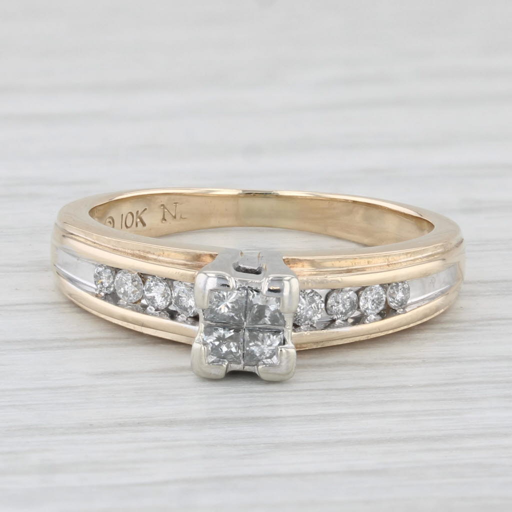 Light Gray 0.35ctw Princess Diamond Engagement Ring 10k Yellow Gold Size 6.75