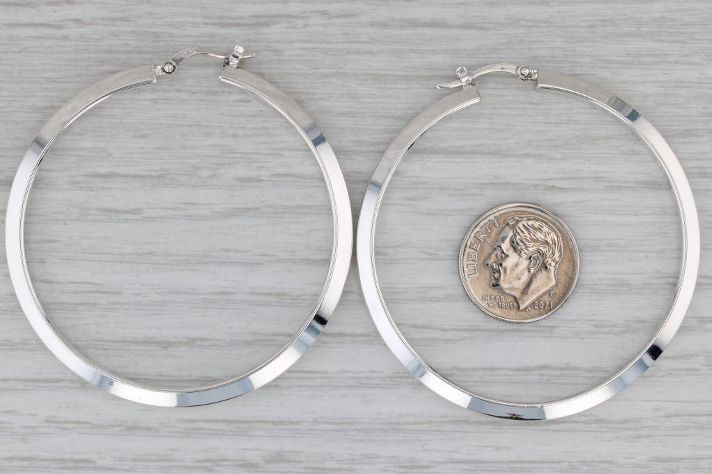 Gray Large Hoop Earrings Sterling Silver Statement Round Hoops