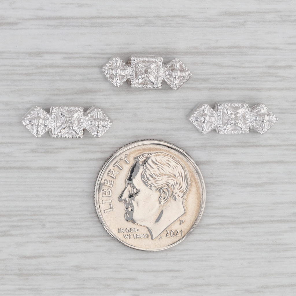 Gray Diamond Slide Bracelet Charms Spacers Set of 3 14k Gold Richard Klein Vintage