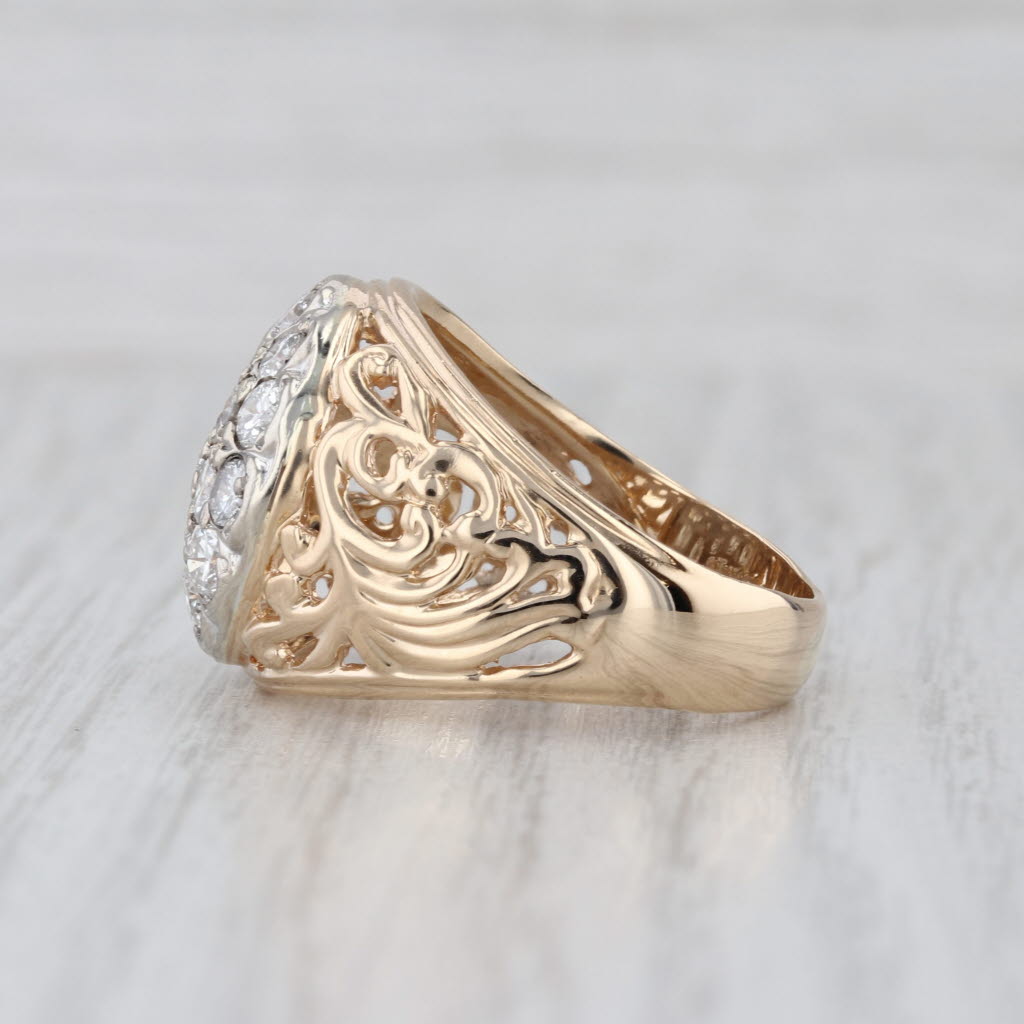 1.48ctw Diamond Kentucky Cluster Ring 14k Yellow Gold Size 10 Vintage